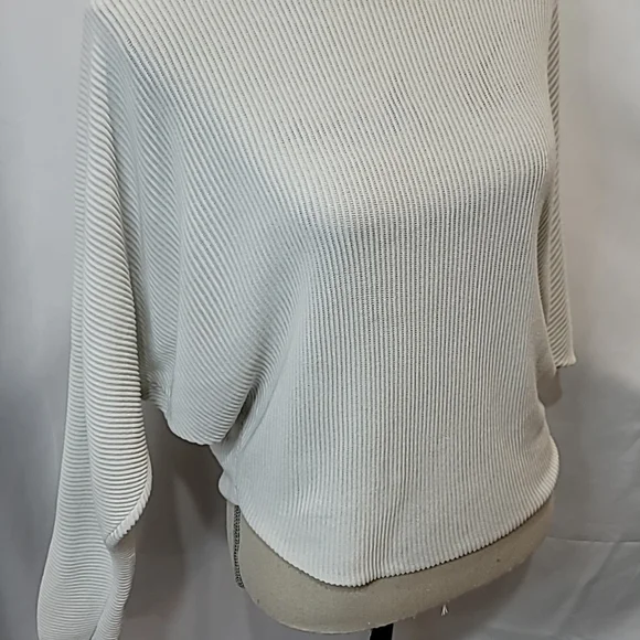 WILFRED Ribbed Viscose Linen Blend Parachute Drop Shoulder Top Blouse - Picture 3 of 9